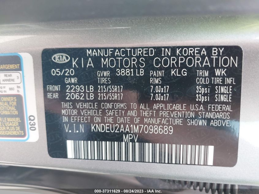 2021 KIA SELTOS S - KNDEU2AA1M7098689