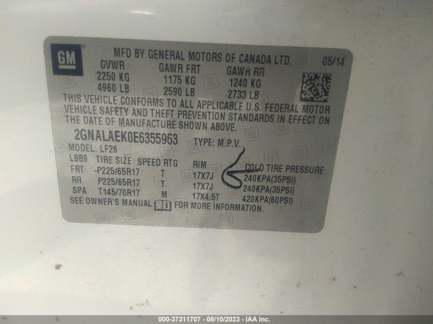2014 CHEVROLET EQUINOX LS - 2GNALAEK0E6355963