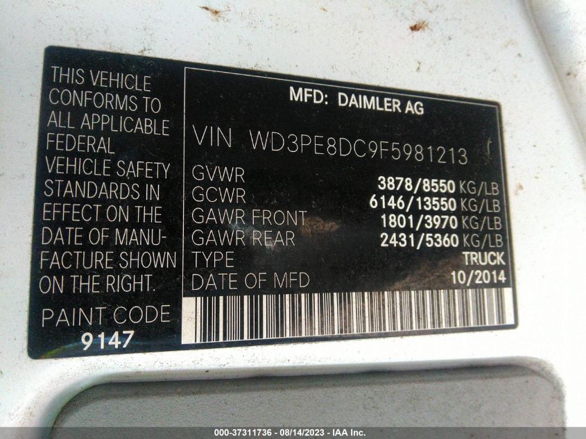 2015 MERCEDES-BENZ SPRINTER CARGO VANS WD3PE8DC9F5981213