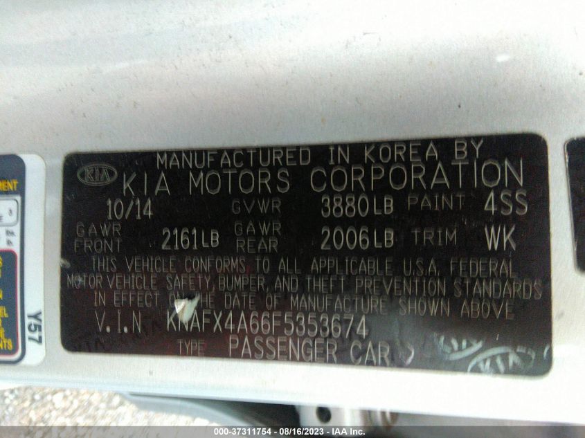 2015 KIA FORTE LX - KNAFX4A66F5353674