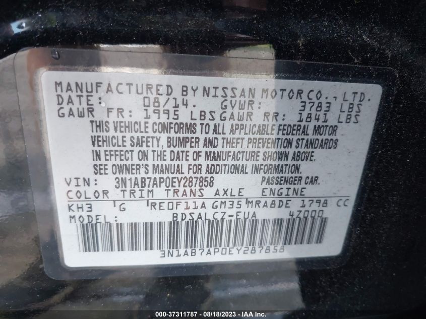2014 NISSAN SENTRA S - 3N1AB7AP0EY287858