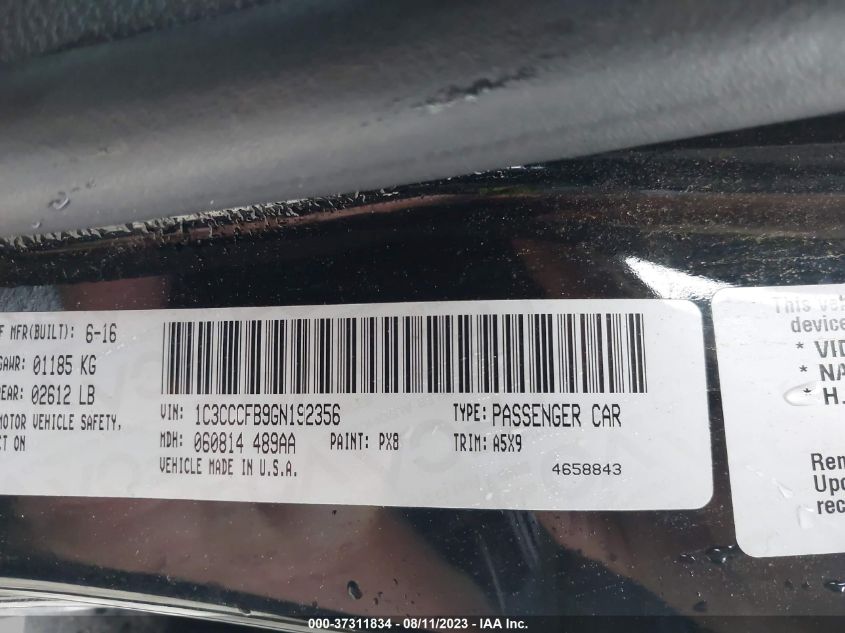 2016 CHRYSLER 200 LX - 1C3CCCFB9GN192356
