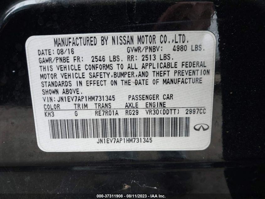 2017 INFINITI Q50 3.0T PREMIUM - JN1EV7AP1HM731345