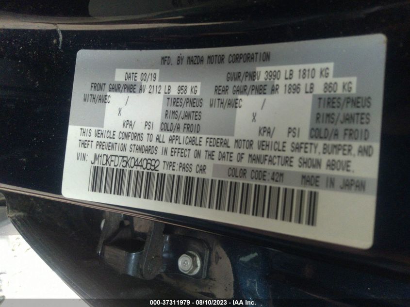 2019 MAZDA CX-3 GRAND TOURING - JM1DKFD75K0440692