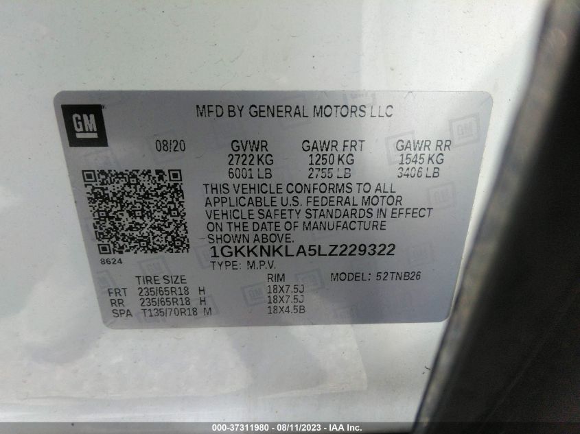 1GKKNKLA5LZ229322 GMC Acadia SLE 9