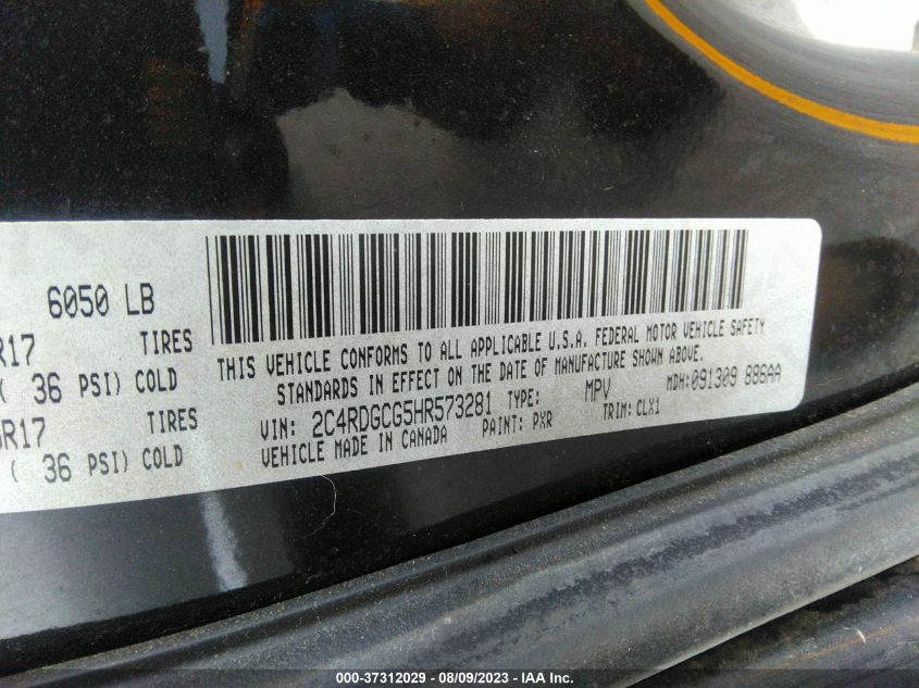 2017 DODGE GRAND CARAVAN SXT - 2C4RDGCG5HR573281