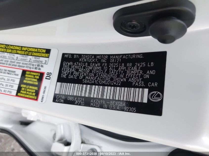 2021 LEXUS ES 300H - 58ADA1C12MU012422