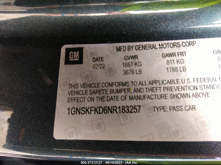 2022 CHEVROLET SUBURBAN PREMIER - 1GNSKFKD6NR183257