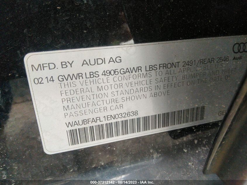 2014 AUDI A4 PREMIUM - WAUBFAFL1EN032638