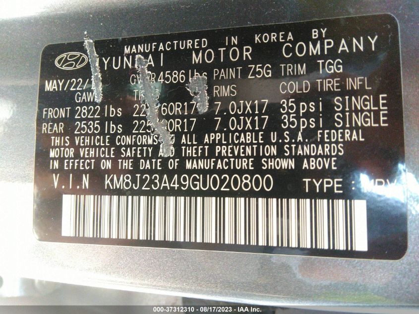 2016 HYUNDAI TUCSON SE - KM8J23A49GU020800