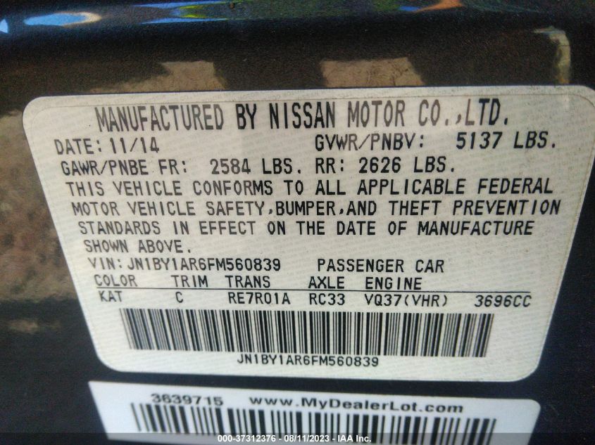 2015 INFINITI Q70 JN1BY1AR6FM560839