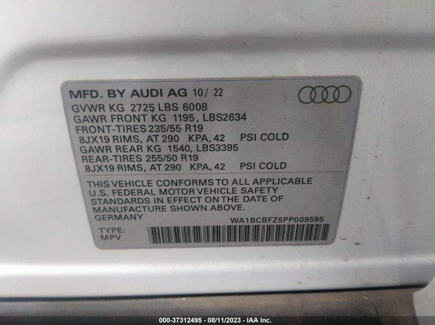 2023 AUDI Q4 E-TRON PREMIUM PLUS WA1BCBFZ5PP009595