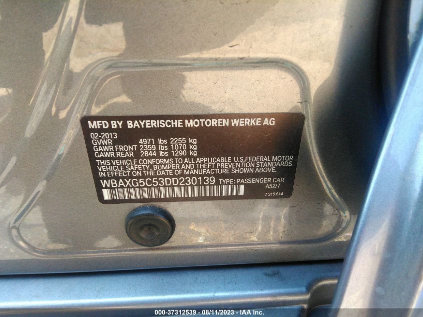 2013 BMW 5 SERIES 528I - WBAXG5C53DD230139