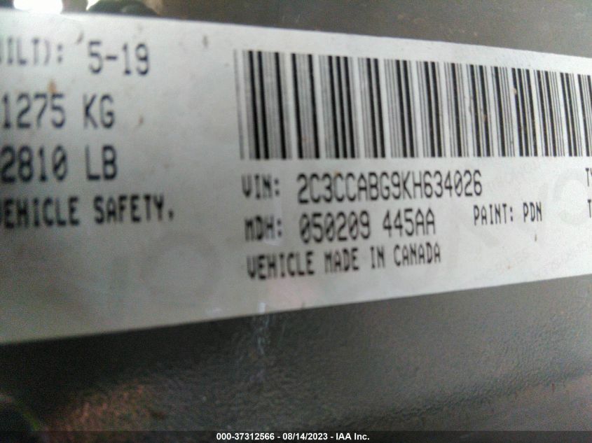 2019 CHRYSLER 300 S - 2C3CCABG9KH634026