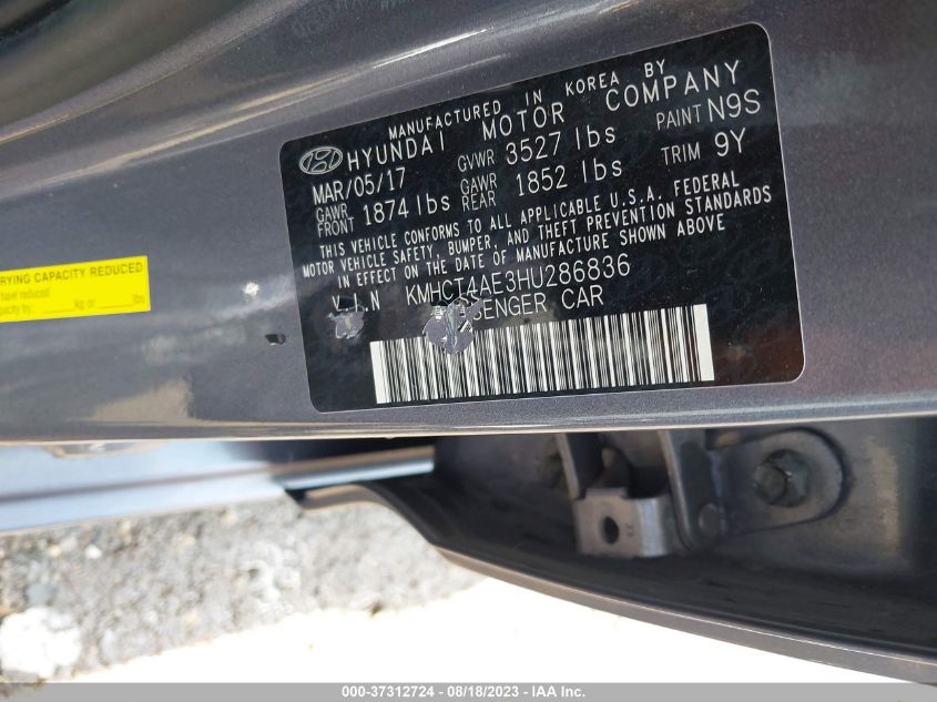 2017 HYUNDAI ACCENT SE - KMHCT4AE3HU286836