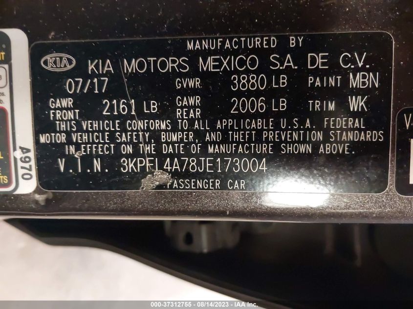 2018 KIA FORTE LX - 3KPFL4A78JE173004