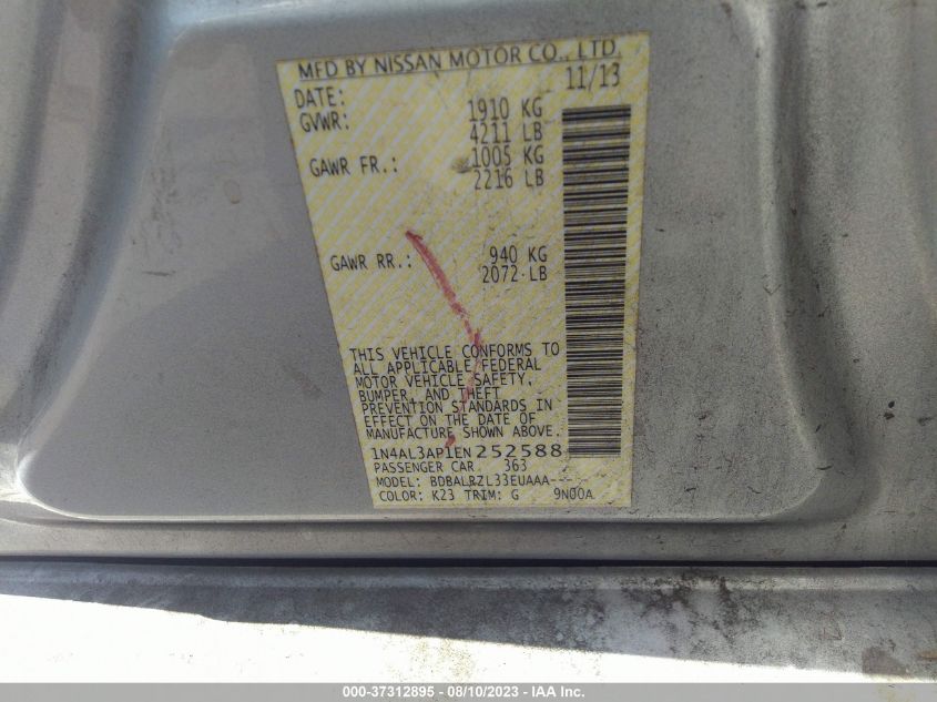 2014 NISSAN ALTIMA 2.5 S - 1N4AL3AP1EN252588