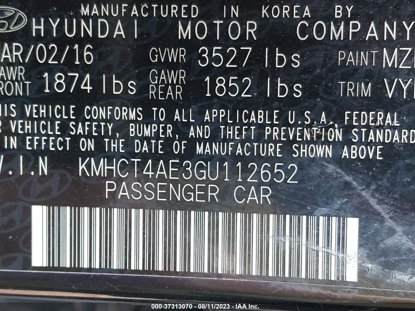 2016 HYUNDAI ACCENT SE - KMHCT4AE3GU112652