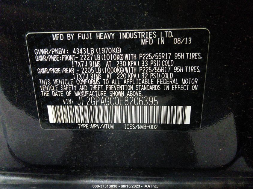 2014 SUBARU XV CROSSTREK LIMITED - JF2GPAGC0E8206395