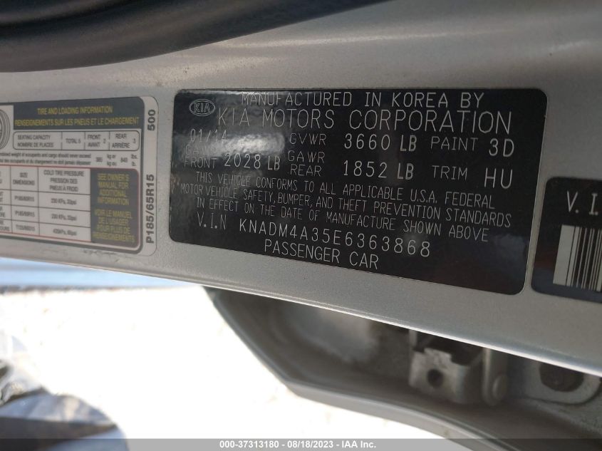 2014 KIA RIO LX - KNADM4A35E6363868