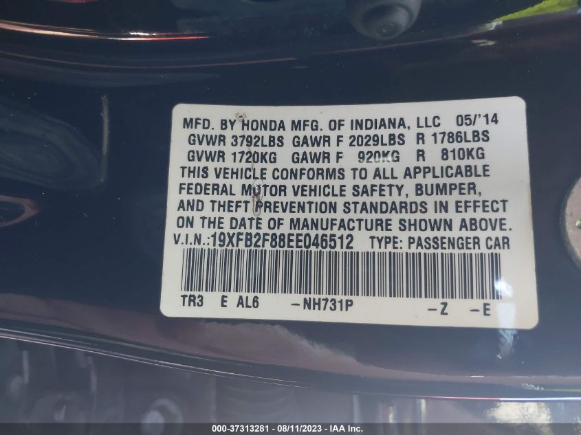2014 HONDA CIVIC SEDAN EX - 19XFB2F88EE046512
