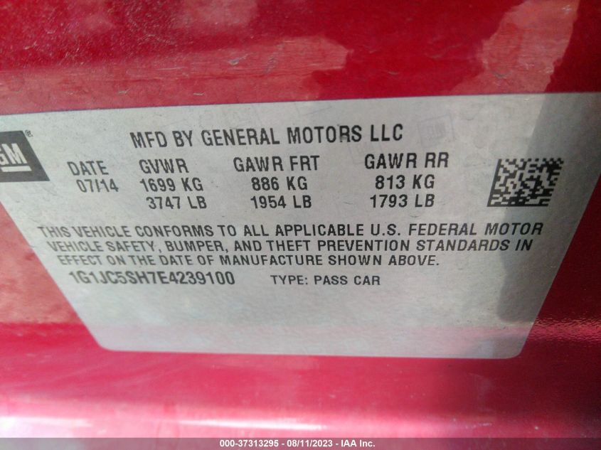 2014 CHEVROLET SONIC LT - 1G1JC5SH7E4239100