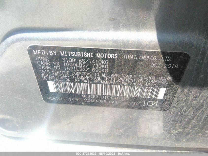 2019 MITSUBISHI MIRAGE G4 ES - ML32F3FJ1KHF03717