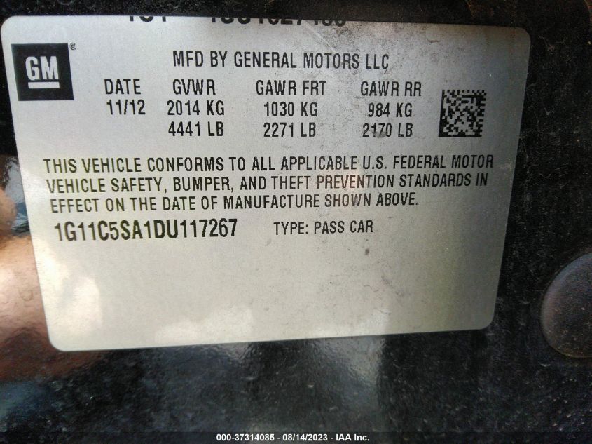 2013 CHEVROLET MALIBU LT - 1G11C5SA1DU117267