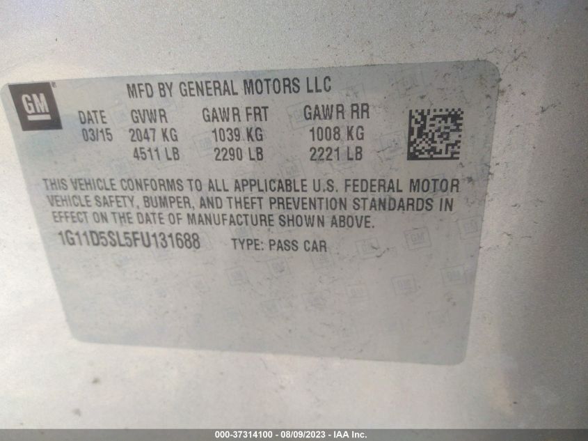 2015 CHEVROLET MALIBU LT - 1G11D5SL5FU131688