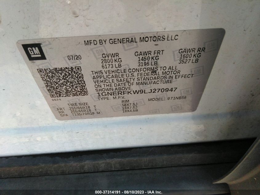 2020 CHEVROLET TRAVERSE LS - 1GNERFKW9LJ270947