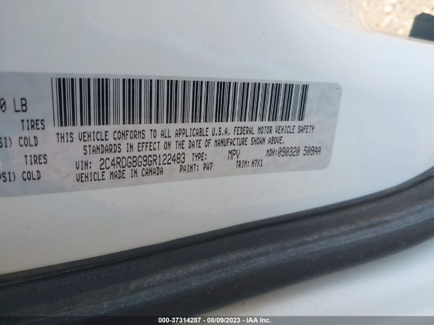 2016 DODGE GRAND CARAVAN SE - 2C4RDGBG9GR122483