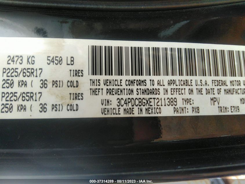 2014 DODGE JOURNEY SXT - 3C4PDCBGXET211389