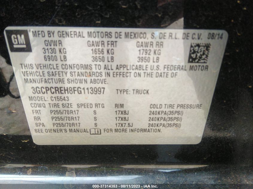 2015 CHEVROLET SILVERADO 1500 LT - 3GCPCREH8FG113997