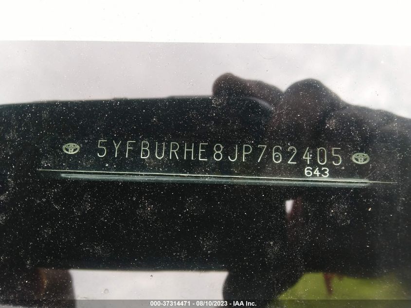2018 TOYOTA COROLLA L/LE/XLE/SE/XSE - 5YFBURHE8JP762405