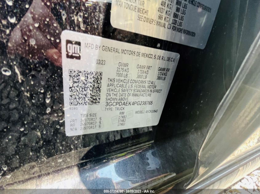 2023 CHEVROLET SILVERADO 1500 WORK TRUCK - 3GCPDAEK4PG238765