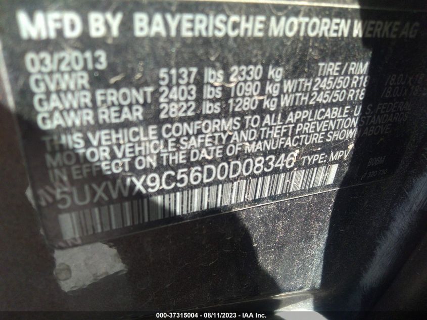 2013 BMW 3 SERIES 328I - WBA3C1C54DK103026