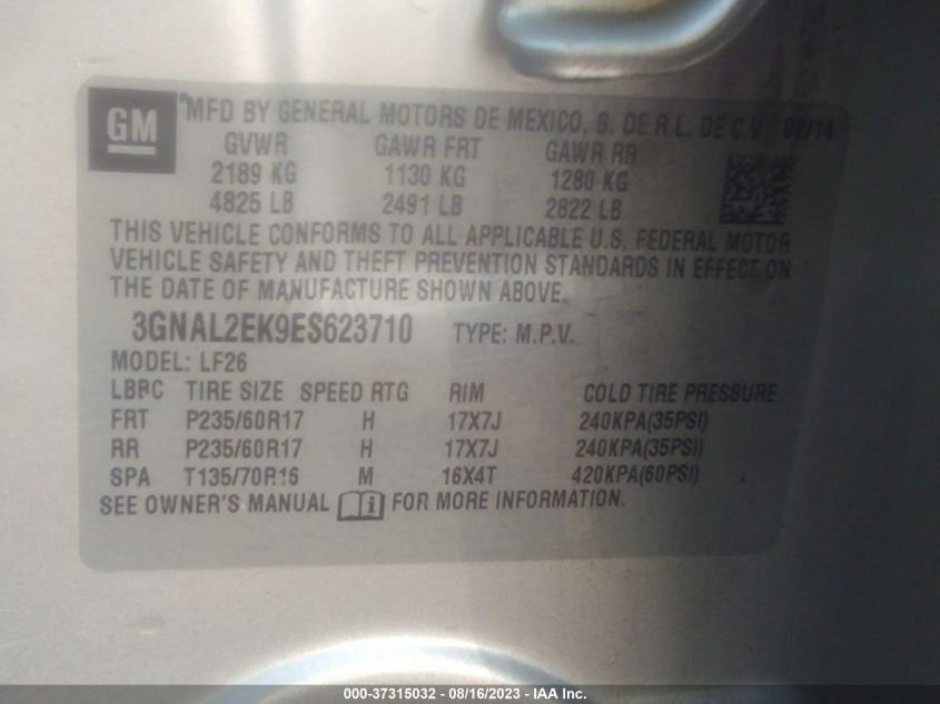 2014 CHEVROLET CAPTIVA SPORT 2LS - 3GNAL2EK9ES623710