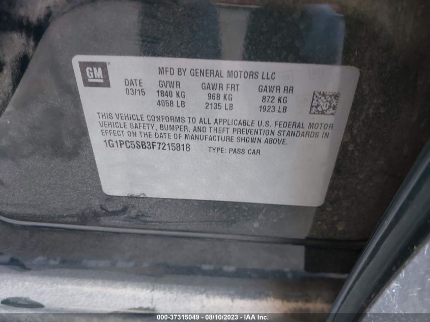 2015 CHEVROLET CRUZE LT - 1G1PC5SB3F7215818