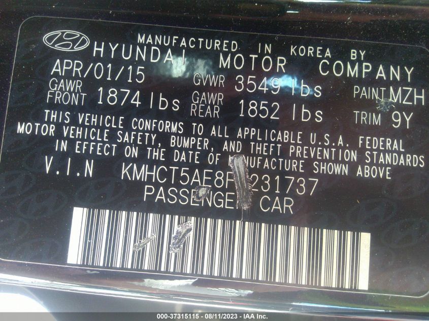 2015 HYUNDAI ACCENT GS - KMHCT5AE8FU231737