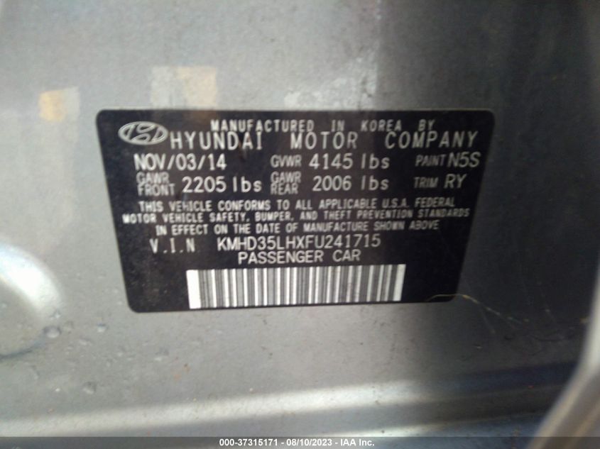 2015 HYUNDAI ELANTRA GT - KMHD35LHXFU241715