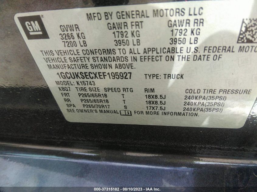2014 CHEVROLET SILVERADO 1500 LTZ - 1GCUKSECXEF195927