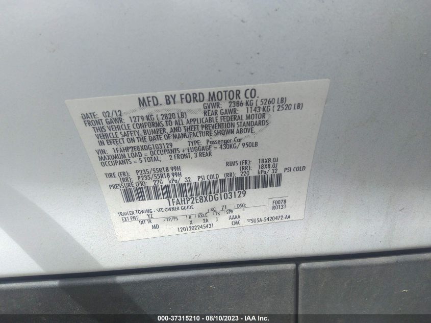 2013 FORD TAURUS SEL - 1FAHP2E8XDG103129