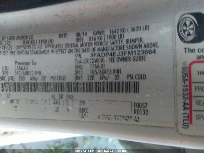2015 FORD FIESTA SE - 3FADP4EJ3FM123664