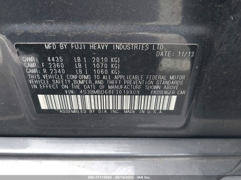 2014 SUBARU LEGACY 2.5I PREMIUM - 4S3BMBD68E3019909