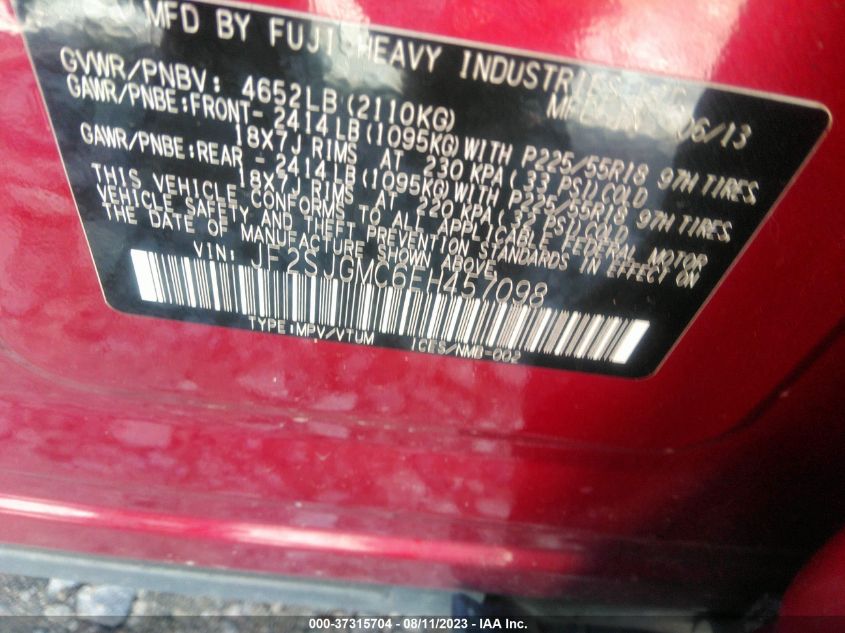 2014 SUBARU FORESTER 2.0XT TOURING - JF2SJGMC6EH457098