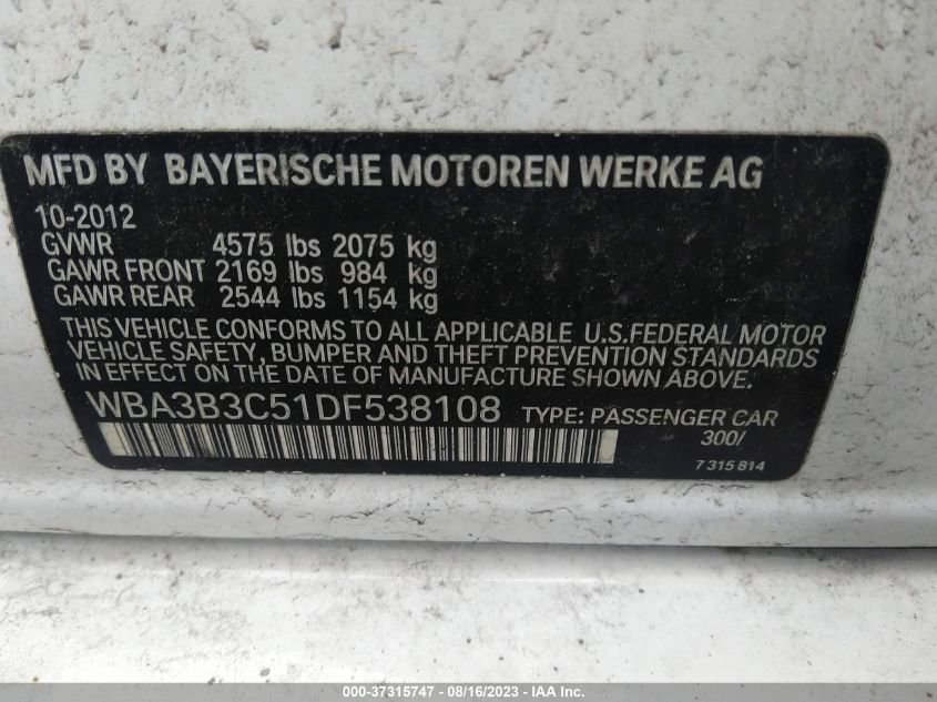 2013 BMW 3 SERIES 328I XDRIVE - WBA3B3C51DF538108