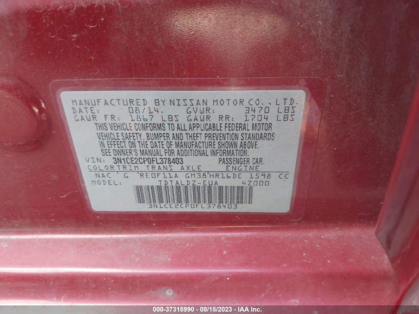 2015 NISSAN VERSA NOTE SV - 3N1CE2CP0FL378403