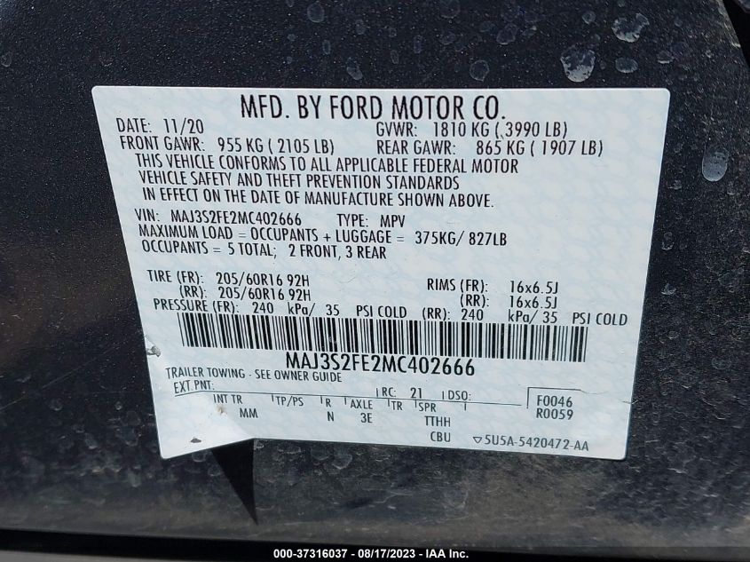 2021 FORD ECOSPORT S - MAJ3S2FE2MC402666