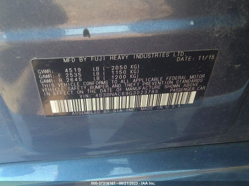 2016 SUBARU LEGACY 2.5I PREMIUM - 4S3BNAC69G3023785