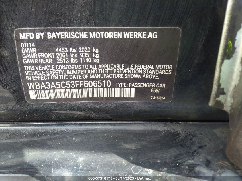 2015 BMW 3 SERIES 328I - WBA3A5C53FF606510